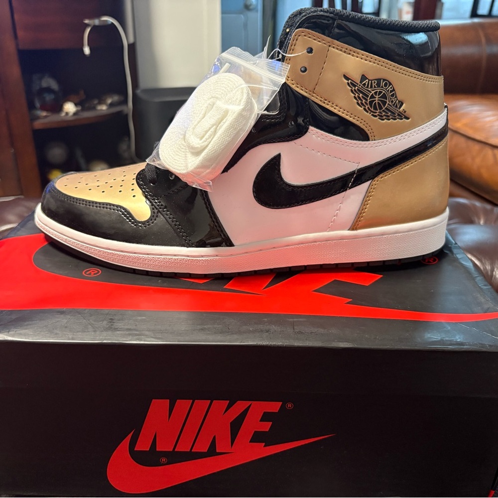 Nike Air Jordan High-Top in Black, Tan, and White